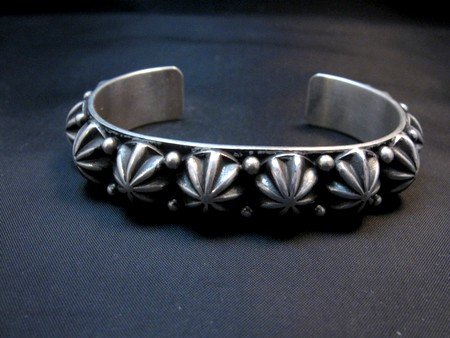 Image 1 of Navajo Star Sterling Silver Stacker Bracelet, Happy Piasso, Small