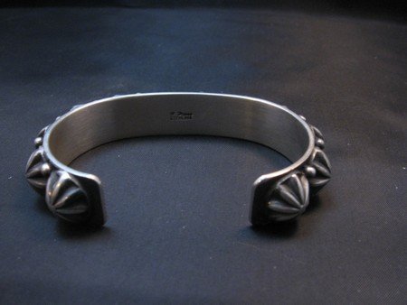 Image 4 of Navajo Star Sterling Silver Stacker Bracelet, Happy Piasso, Small