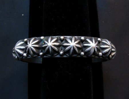 Image 0 of Navajo Sterling Silver Star Studded Bracelet, Happy Piasso, Medium