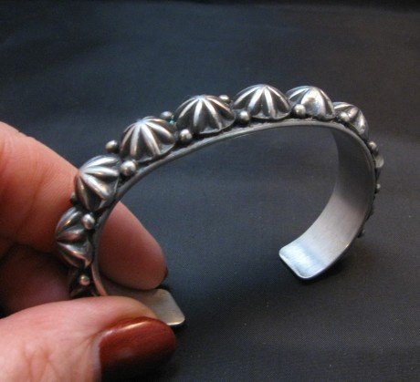 Image 1 of Navajo Sterling Silver Star Studded Bracelet, Happy Piasso, Medium
