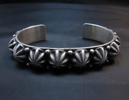 Image 2 of Navajo Sterling Silver Star Studded Bracelet, Happy Piasso, Medium