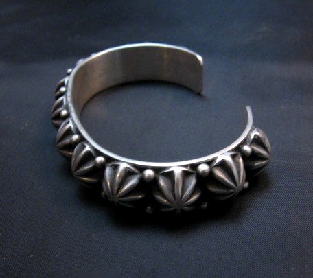 Image 4 of Navajo Sterling Silver Star Studded Bracelet, Happy Piasso, Medium