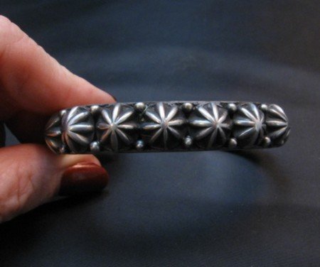 Image 6 of Navajo Sterling Silver Star Studded Bracelet, Happy Piasso, Medium