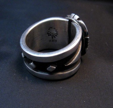 Image 6 of Navajo Cooper Willie Black Onyx Silver Ring Sz10
