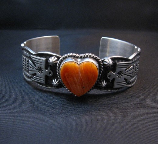 Image 0 of Andy Cadman Navajo Spiny Oyster Heart Thunderbird Bracelet
