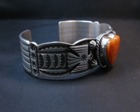 Image 2 of Andy Cadman Navajo Spiny Oyster Heart Thunderbird Bracelet