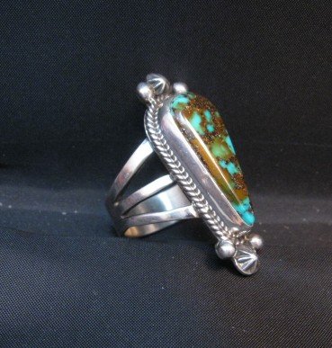 Image 1 of Native American Royston Turquoise Silver Ring sz8-1/2 by Geneva Apachito