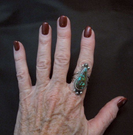 Image 3 of Native American Royston Turquoise Silver Ring sz8-1/2 by Geneva Apachito