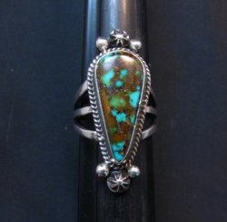 Native American Royston Turquoise Silver Ring sz8-1/2 by Geneva Apachito