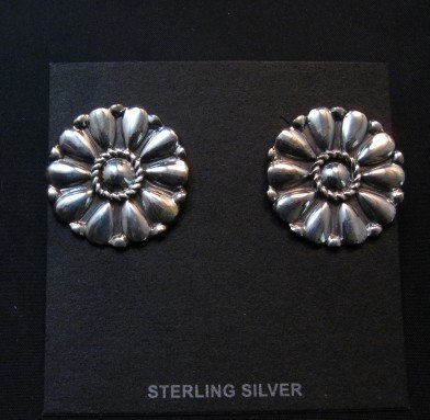 Image 0 of Melvin Francis Navajo Silver Cluster Concho Earrings