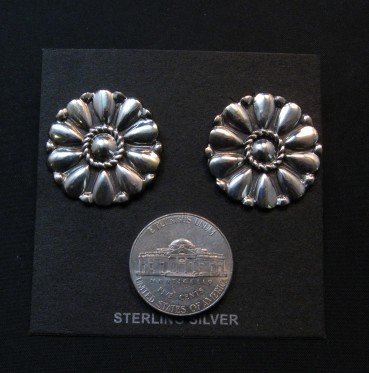Image 1 of Melvin Francis Navajo Silver Cluster Concho Earrings