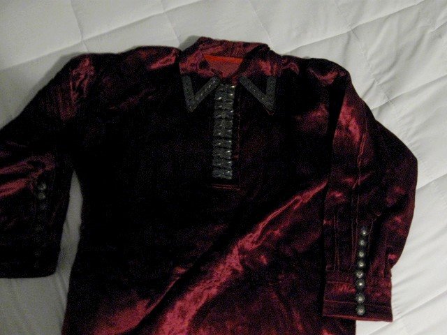 Image 9 of Vintage Navajo Traditional Velvet Blouse w/ Silver Buttons & Satin Skirt