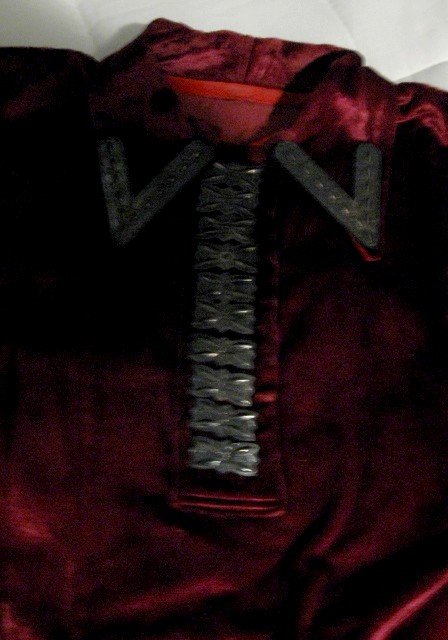 Image 10 of Vintage Navajo Traditional Velvet Blouse w/ Silver Buttons & Satin Skirt