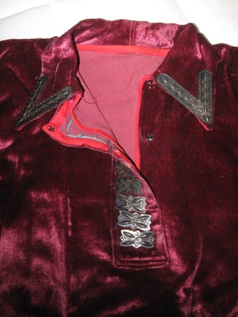 Image 4 of Vintage Navajo Traditional Velvet Blouse w/ Silver Buttons & Satin Skirt