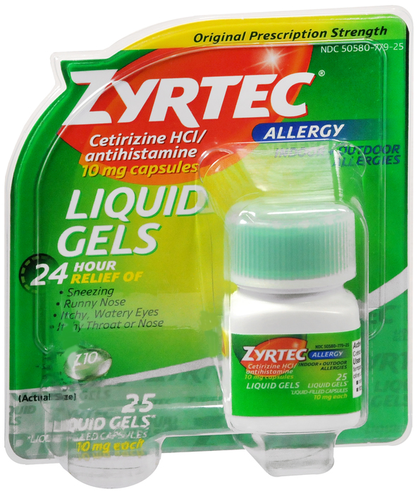 Zyrtec 10 mg Liquigel Cap 25 By J & J Consumer 