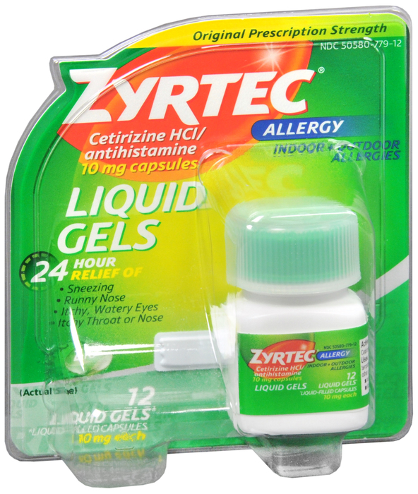 Zyrtec OTC 10 mg Liquigels Liqui-Gels 10 mg 12 By J&J Consumer USA 