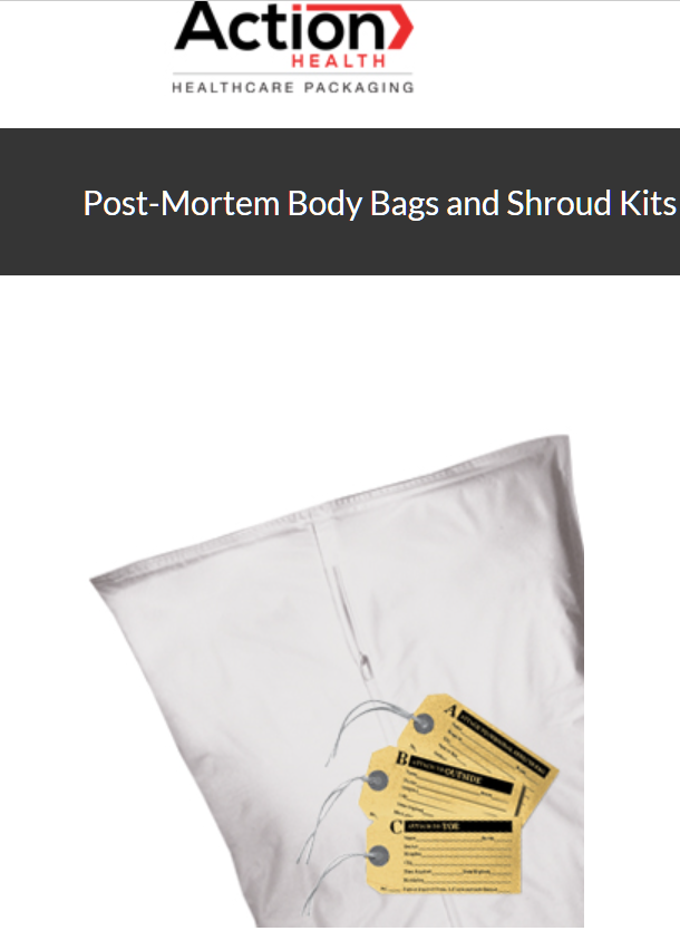 Post-Mortem Body Bags And Shroud Kits One Case Of 10 Body Pouch Adult 36W X 9