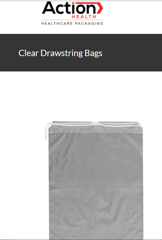 Clear Drawstring Bags One Case Of 100 12W X 18H Clear By Action Health.