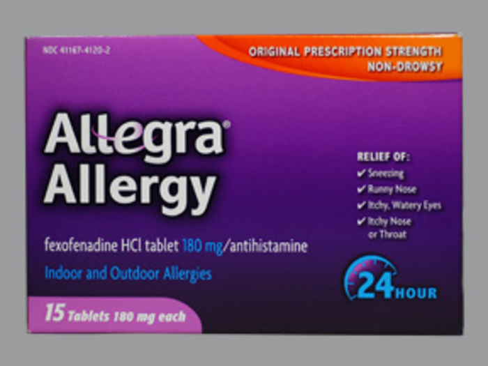 Allegra OTC 24HR 180 mg Tablet 24HR 180 mg 15 By Chattem Drug & Chem Co USA 