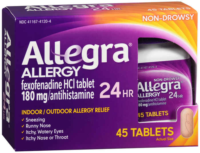 Allegra OTC 24HR 180 mg Tablet 24HR 180 mg 45 By Chattem Drug & Chem Co USA 