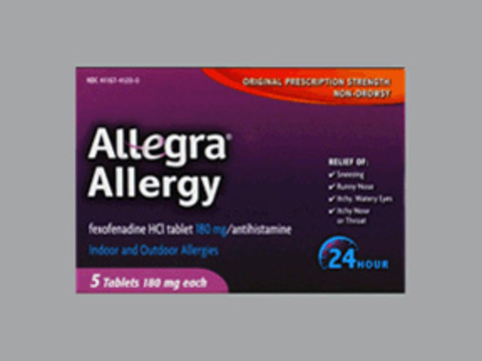Allegra OTC 24HR 180 mg Tablet 24HR 180 mg 5 By Chattem Drug & Chem Co USA 