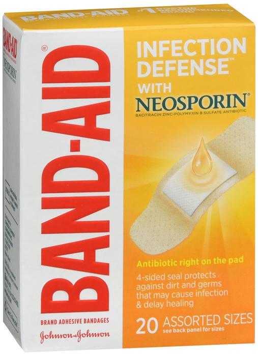 BAND-AID Infection Defense with Neosporin, Adhesive Bandages, Assorted Sizes 20c