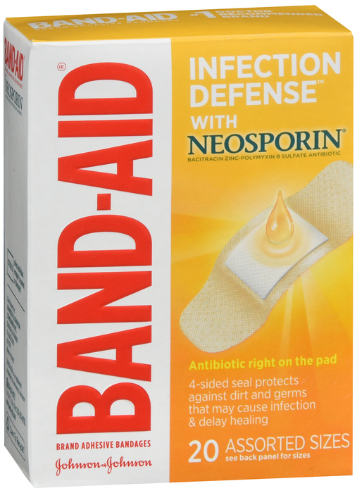 BAND-AID Infection Defense with Neosporin, Adhesive Bandages, Assorted Sizes 20ct By J&J Consumer USA 