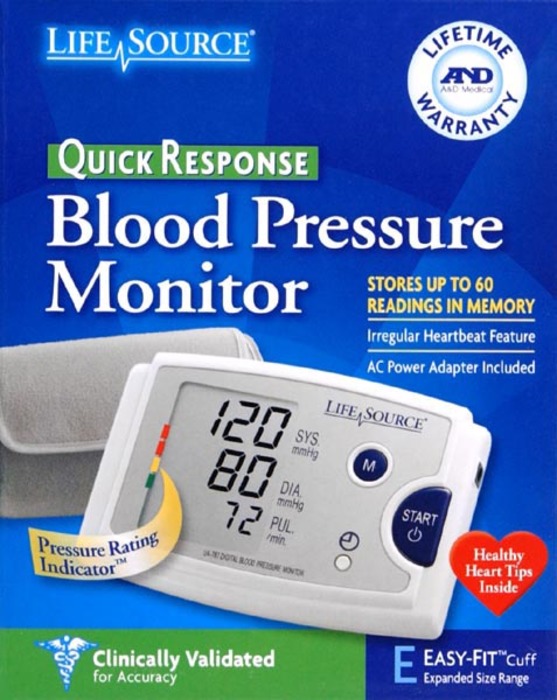 Lifehood Blood Pressure Monitor Battery Powered Advanced Fast 60 Records