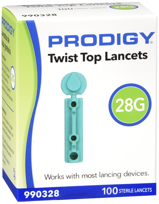 Prodigy Lancet 28G Twist Top 100Ct