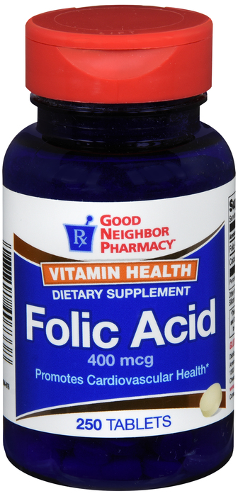 Case of 12-Good Neighbor Pharmacy Folic Acid 400mcg Tablets 250ct by 21st Centur