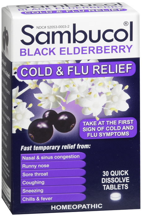Pack of 12-Sambucol Black Elderberry Cold & Flu Relief 30ct