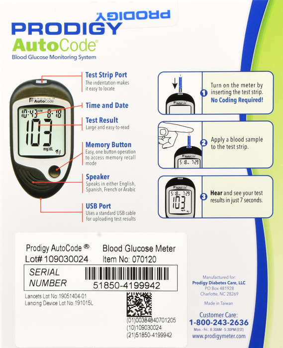Prodigy Autocode Talking Glucose Meter Kit