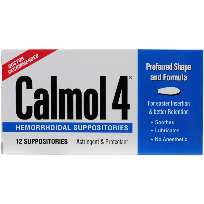 Calmol 4 Hemorrhoidal Suppositories 12 By Emerson Healthcare USA 
