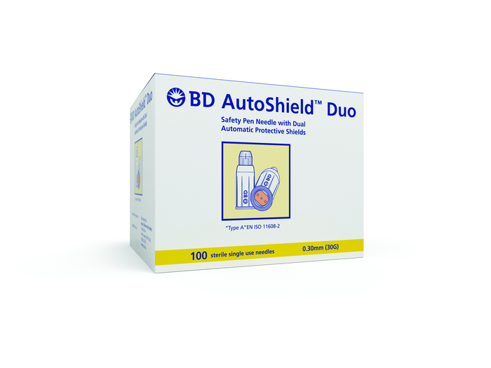 Case of 12-BD AutoShield Duo Safety Pen Needle 30G 100ct