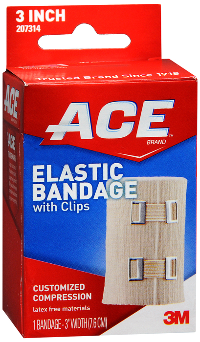 Case of 72-ACE Elastic Bandage W/Clip 3 Inch Bandage By ACE 3M USA 