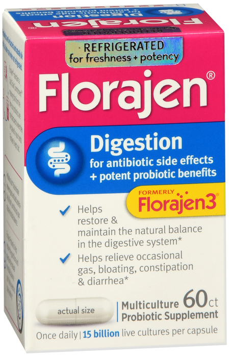 Case of 12- Florajen Digestion Capsules 60ct L.acidoph/B.animalis/B.longum Oral 