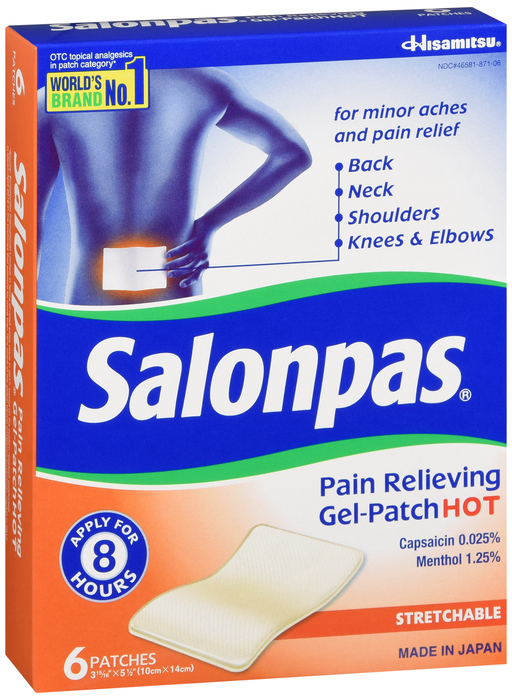 Salonpas Hot Pain Relieving Gel Patch - 6 Pack By Emerson Healthca