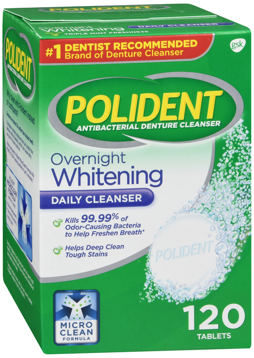 Pack of 4-Polident Overnight Tablet Mint Tab Nighmint 120 By Glaxo Smith Kline Consumer Hc USA 