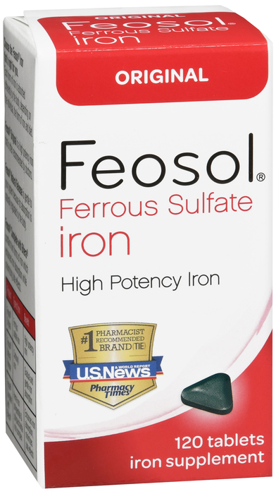 Case of 36-Feosol Ferrous Sulfate ORAL Tab 325(65) MG Original Tablet 120Ct by Meda Mylan
