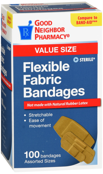 Case of 24-Good Neighbor Pharmacy Bandages Flexible Fabric Value Size 100ct