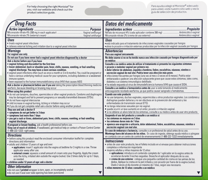 Monistat 3 Miconazole Cream Combo Pack by Medtech