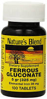 Ferrous Gluconate 100 Tabs By Nature's Blend