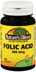 Folic Acid 400mcg Tab 250 Count Nature's Blend