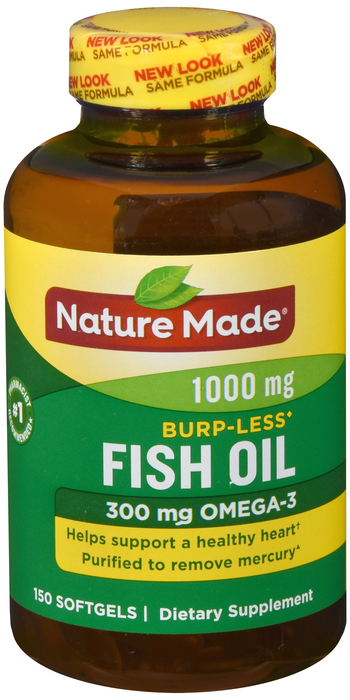 Fish Oil 1000mg Burpless Softgel 150 Count Nature Made
