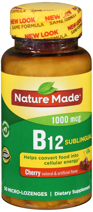 Pack of 12-Nature Made Sublingual Vitamin B-12 1000mcg Micro-Lozenges 50ct