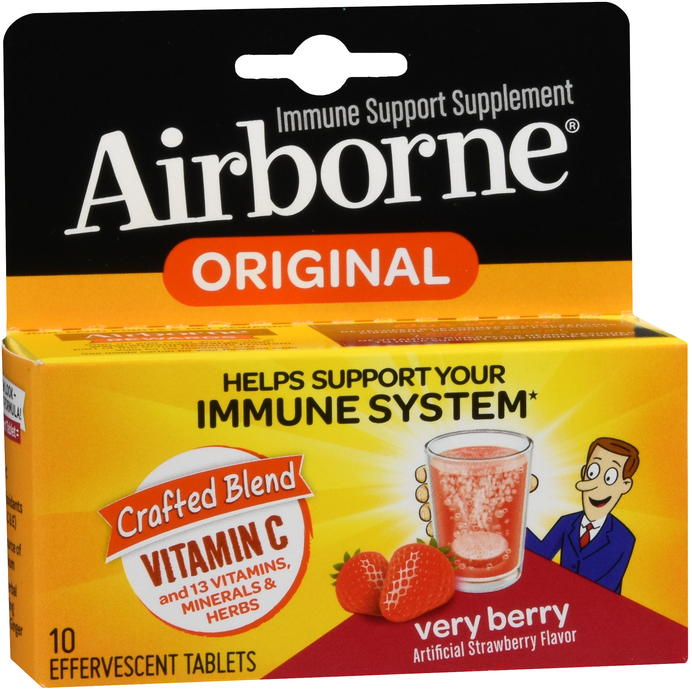 Pack Of 12-Airborne Immune Support Effervescent Tablets Very Berry 10 EA
