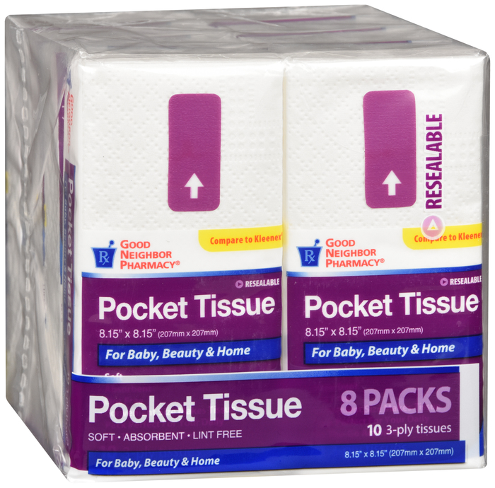 Case of 24-Good Neighbor Pharmacy Pocket Tissue Packs 8ct