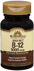 Vitamin B12 1000mcg Tablet 100 Count By Windmill Health Products