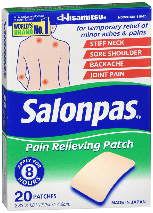 Pack of 12-Salonpas Pain Relieving Patch - 20 Count By Emerson Health Carellc