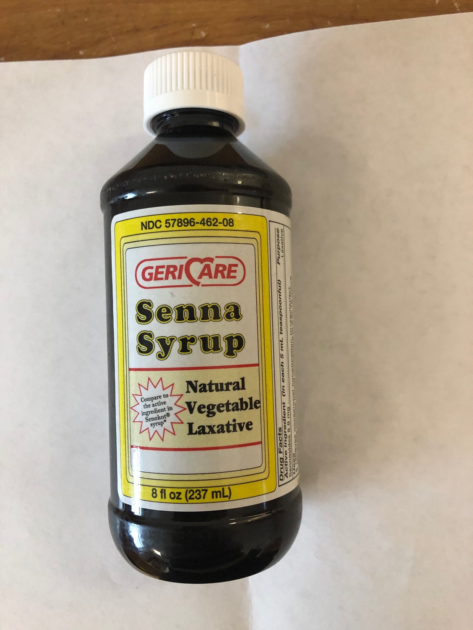 SENNA SYRUP 8.8MG/5ML SYR 8 oz by GERITREX CORPORATION NDC#54162-007-08 UPC 3-57896-45208-7 (NEW LOOK)